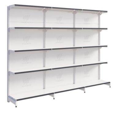 Imagem de Gôndola De Parede 1 Inicial E 2 Continuações Fit 2,02m Para Mercado Ba