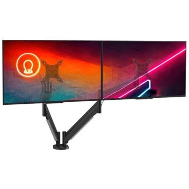 Imagem de Suporte De Mesa Para Monitor Até 24 Articulado Duplo Com Regulagem Contínua De Altura Octoo Clipway-m2 Prateado