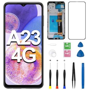 Imagem de Substituição de tela para Samsung Galaxy A23 4G com moldura com alto-falante de ouvido lateral Power & Volume Button Vibration Motor SM-A235F A235M Touch Display Incell LCD digitalizador com kits de