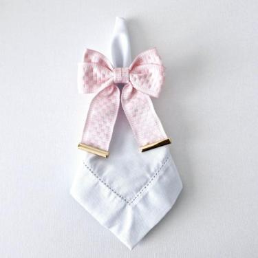 Imagem de Porta Guardanapo Laço Xadrez com Ponteira - Decor Madame Blue, Rosa