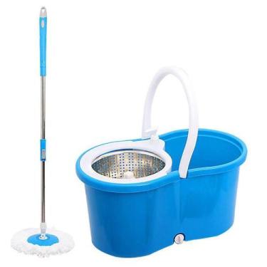 Imagem de Mop Esfregão Giratório De Limpeza Inox Com Rodinha E Refil - Quick Sto