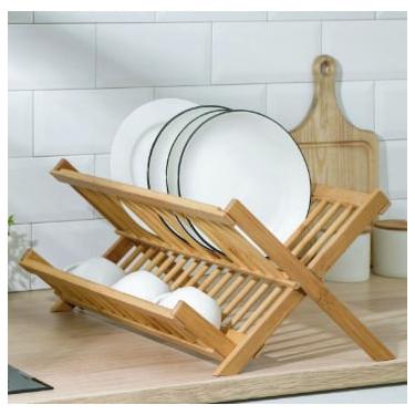 Imagem de Escorredor de Pratos de Bambu com Divisórias - 43cmx34cm - HM6723