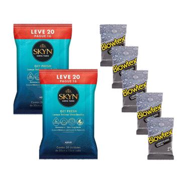 Imagem de Kit Preservativo Blowtex Lubrificado c\ 15 + Lenços Umedecidos Skyn 40 un.