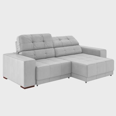 Imagem de Sofá Sala de Estar Retrátil e Reclinável 4 Lugares Lisboa 250cm Couro Branco G58 - Gran Belo