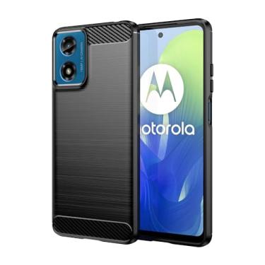 Imagem de HTXWXJC Capa para Moto G24 Power/Moto G24, Motorola G04, Moto G04s, XT242 Slim Fibra de Carbono TPU Capa protetora de borracha antiarranhões à prova de choque para Motorola Moto G24 Preto