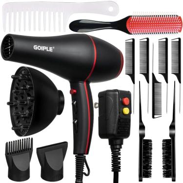 Imagem de Conjunto de secador de cabelo Lockmio Ionic 1800W com 13 acessórios