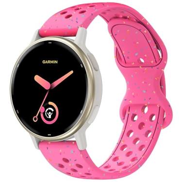 Imagem de Laband Pulseira de silicone esportiva colorida de 20 mm compatível com Garmin Vivoactive 6/Vivoactive 5/3/Forerunner 570 42 mm/165/55/245/645/Venu Sq 2/Venu, pulseira de plástico reciclado macia de