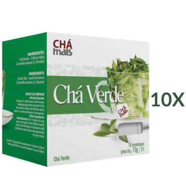 Imagem de Chá Verde Natural Vegano Cx. com 10 Sachês Kit 10