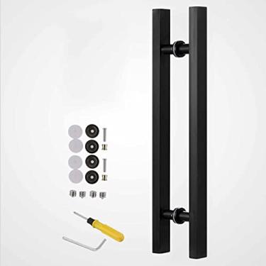 Imagem de Kit de ferragens de porta de celeiro inoxidável, maçaneta de porta de entrada dupla face quadrada em forma de H, puxador de porta push pull para entrada de vidro de chuveiro interior exterior (cor