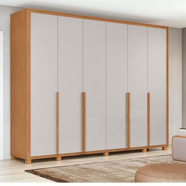 Imagem de Guarda Roupa Casal Ambiente Imperatore 6 Portas Amêndoa Clean Off White com 2 Gavetas e Pés - Lopas
