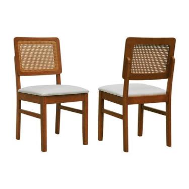 Imagem de Kit 2 Cadeiras Lyon Madeira Maciça Encosto Telinha Assento Estofado Co