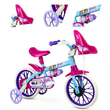 Imagem de Bicicleta Intantil Aro 12 Barbie Com Rodinha Garrafinha Suporte para B