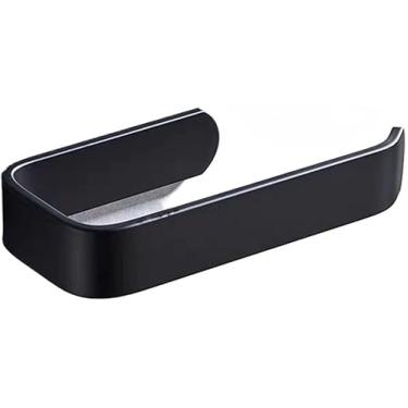 Imagem de Suporte Porta Papel Higienico Preto e Suporte para Celular Com Adesivo (ES-01)