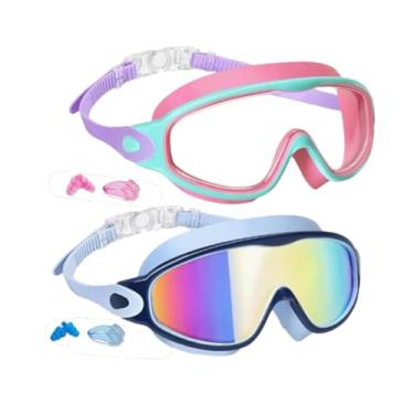 Imagem de Dynwave 2x crianças de natação óculos de óculos infantis de óculos de infância portátil sem vazamento de óculos de natação Proteção para os olhos Goggles de, Rosa E Azul