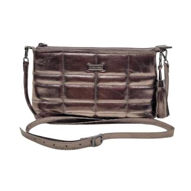 Imagem de Bolsa Feminina Couro Legítimo Ombro/Tranversal Matelassê Cores (Grafite)