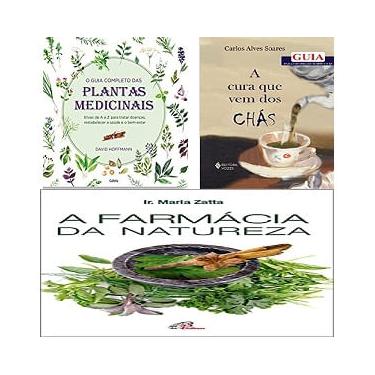 Imagem de Kit 3 livros O guia completo das Plantas Medicinais + Cura que vem dos chás + A Farmácia da Natureza