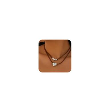 Imagem de TAKAWORD Colar de corda de couro em camadas para mulheres, boêmio, turquesa, ocidental, elegante, cacto, ferradura, pingente de estrela, boa sorte, praia, concerto, joias, presente, Zinco, Sem Pedra