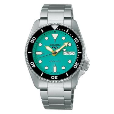 Imagem de SEIKO 5 Relógio masculino esportivo SRPK33 10 ATM resistente à água 38,0 mm mostrador verde vibrante automático, Mostrador verde, Esportivo