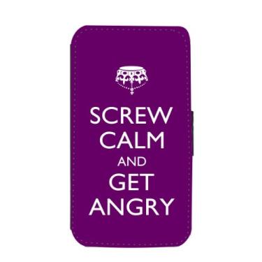 Imagem de Rikki Knight Capa tipo carteira flip Screw Calm and Get Angry cor roxa com aba magnética para Samsung Galaxy S3