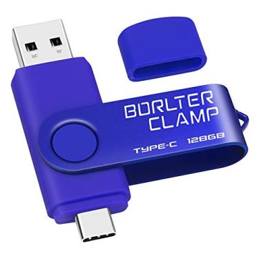 Imagem de Pen drive USB tipo C 128 GB, porta dupla BorlterClamp USB C 3.0 Jump Drive para smartphones Android Samsung Galaxy S10/S9/S8/Note 9, LG, Huawei, tablets e computador (azul)
