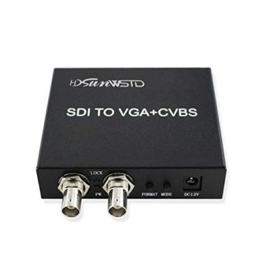 Imagem de SDI (SD-SDI/HD-SDI/3G-SDI) para VGA + CVBS/AV+SDI Conversor suporta 1080P para monitor/câmera/monitor conosco adaptador de alimentação