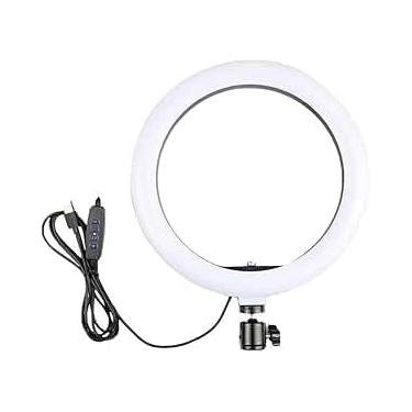 Imagem de Ring Light Iluminação LED Profissional 26cm p/Gravações, Lives, Maquiagem - Sem Tripé