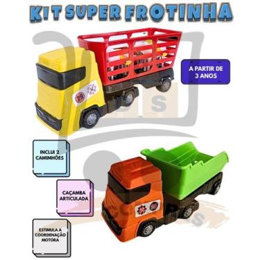 Imagem de Kit 2 Caminhão Brinquedo Caçamba E Boiadeiro Articulado Com Animais In