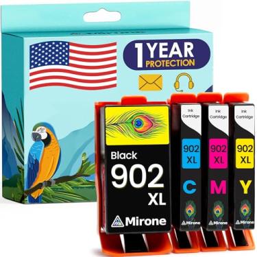 Imagem de Mirone Cartucho de tinta de substituição compatível para HP 902 cartuchos de tinta para impressoras HP 902xl Pacote combo para impressoras 902 XL Officejet Pro 6978 cor preta, pacote com 4