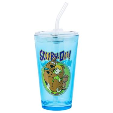 Imagem de Silver Buffalo Scooby Doo Scared Shaggy Scooby 473 ml Copo com tampa e canudo de vidro