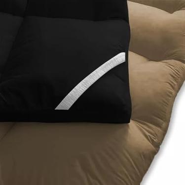 Imagem de Pillow Top Protetor De Colchão Dupla Face 400 Fios Extra Macio Solteiro Casal Queen King(Avelã/Preto,Casal)