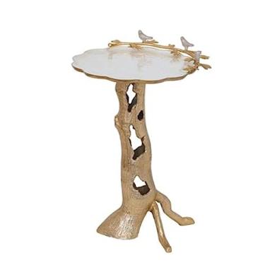 Imagem de Mesa lateral lateral redonda feita à mão, mesa de cabeceira pequena mesa de canto moderna mesa de centro mesa de lanche para sala de estar, quarto, escritório, espaços pequenos, 40,6 cm P x 58 cm A