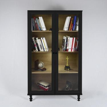 Imagem de Armário Multiuso 2 Portas De Vidro Ditália Luz E-957 Preto