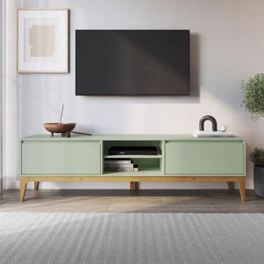 Imagem de Rack Para Tv Até 60 Polegadas 180cm 2 Portas Retrô Bento Yescasa Sálvia/amêndoa