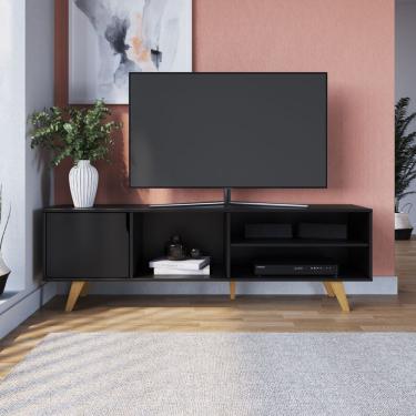 Imagem de Rack Para Tv Até 60 Polegadas 1 Porta 160cm Retrô Soul Yescasa Preto/amêndoa