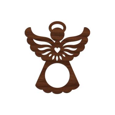 Imagem de Porta Guardanapo Anjinho Kit Com 4 Peças 7cmx8cm - Cria Arte Laser Madeira Escuro