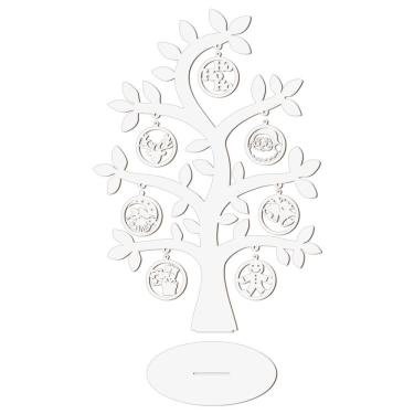 Imagem de Árvore Branca Com Bolinhas De Natal 28cmx40cm - Cria Arte Laser Branco