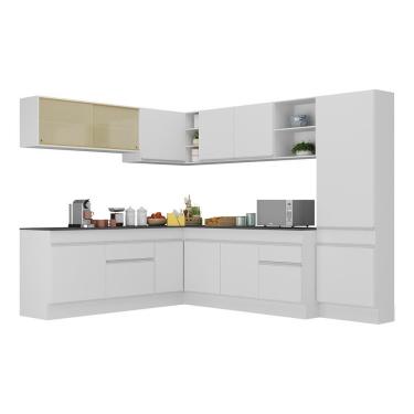 Imagem de Armário De Cozinha Completa De Canto Com Rodapé Veneza Multimóveis V2100 Branco Branco