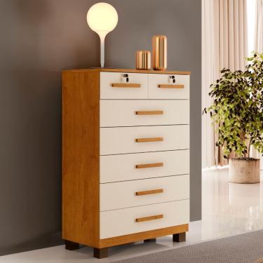 Imagem de Cômoda New Barcelona 7 Gavetas Benetil Cor:cinamomo/off