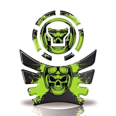 Imagem de Kit Protetor Tanque E Bocal Moto Honda Acima 2018 Caveira Verde