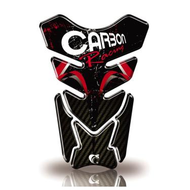 Imagem de Protetor De Tanque Adesivo Resinado Carbon Racing Serve Em Todos As Motos Vermelho