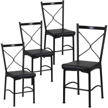 Imagem de Kit 4 Cadeiras Buffet Em Alumínio Preto Com Preto