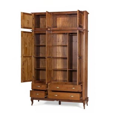 Imagem de Roupeiro 3 Portas E 4 Gavetas Com Maleiro Hannover M560822 Cor Imbuia - Verniz