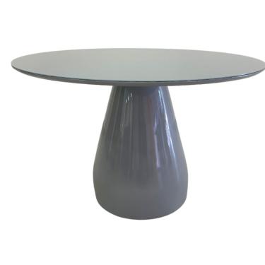 Imagem de Mesa De Jantar Cone Balonê Redonda 150 Cm Tampo Laca Cinza + Vidro Base Cinza Cor Cinza