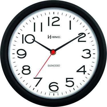 Imagem de Relógio De Parede 22cm Silencioso Preto Herweg 660039 Preto