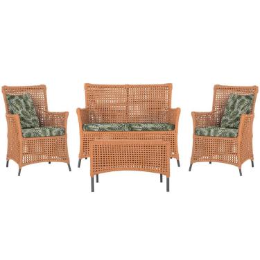 Imagem de Jogo Sofá E 2 Poltronas E Mesa Igapó Preta E5 Trama Original Terra Cota