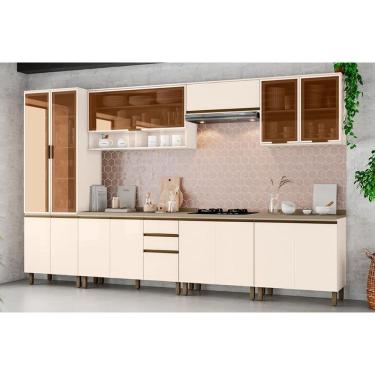 Imagem de Cozinha Completa Connect C6P10 Duna-Cristal 13 Portas 2 Gavetas MDP 120cm Amadeirado co...