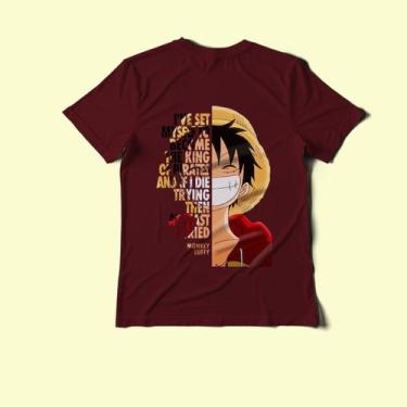 Imagem de Camiseta Anime Luffy  Look Moderno Premium - Lobo Sete, Bordô, GG