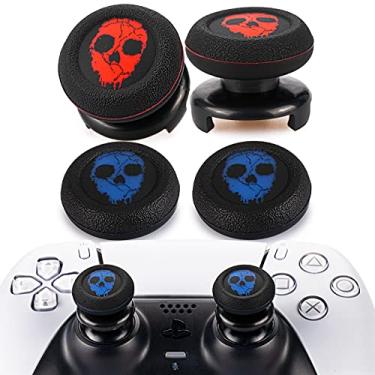 Imagem de PlayRealm Extensor De Joystick Fps X 2 E Capa Silicone Com Impressão Borracha Para Controle Ps5 Dualsense Ps4 (Vermelho Fantasma Azul)