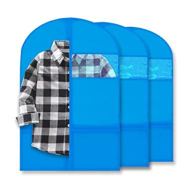 Imagem de Plixio Bolsas Para Roupas Infantis De 36" Fantasias Dança, Penduradas, Uniformes, Ternos, Organizadores Recitais Meninos - Dançarinos Com Bolsos Zíper (Pacote 3: 36", Azul)