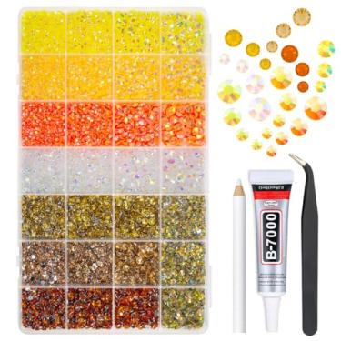 Imagem de qiipii 28 Tipos De Strass Resina Gelatinosa Amarela Com Cola B7000 Para Artesanato Deslumbrante 3 Mm A 6 Fundo Plano Colorido Laranja Dourado Pedras Preciosas Diamantes Unhas Rosto Olhos Maquiagem C